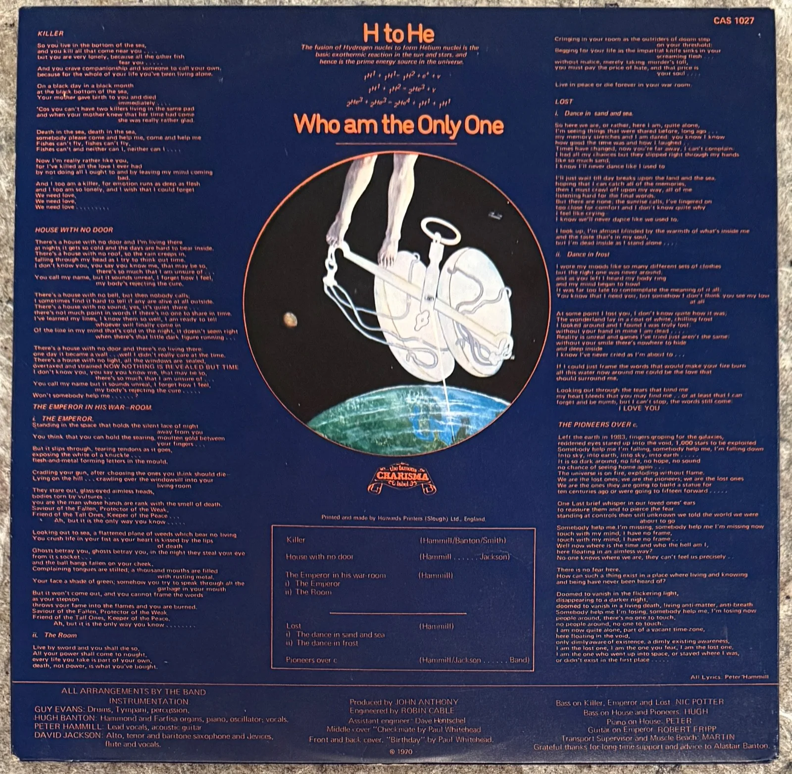Van Der Graaf Generator : H to He ... LP signed by Peter autographed vinyl, image 4