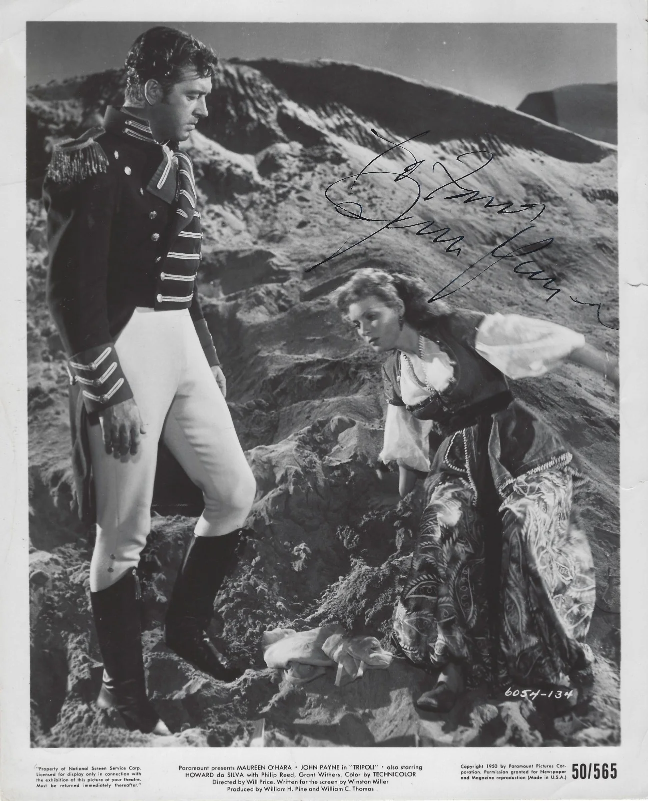 John Payne — Wonderful JOHN PAYNE Signed 8 x 10 Photo Tripoli Maureen O'Hara