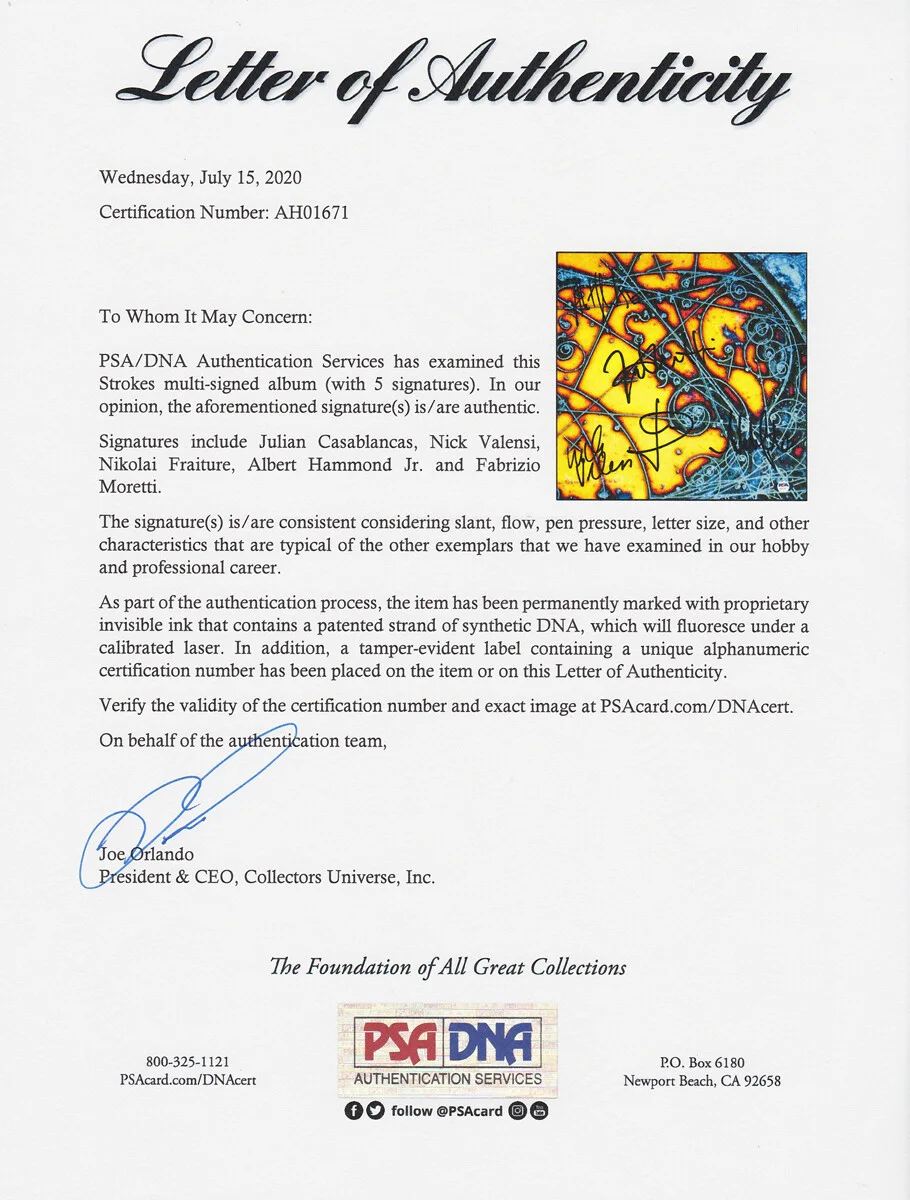 The Strokes — The Strokes Full Band Signed Autograph Is This It Vinyl Record Album PSA/DNA COA, image 3