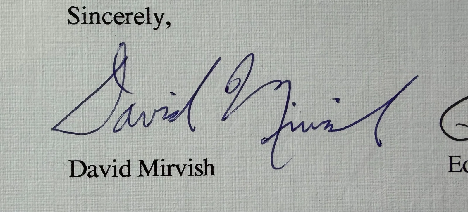 Ed, David Mirvish — Ed + David Mirvish Signed Autographed Letter Jane Eyre Royal Alexandra Theatre, image 3