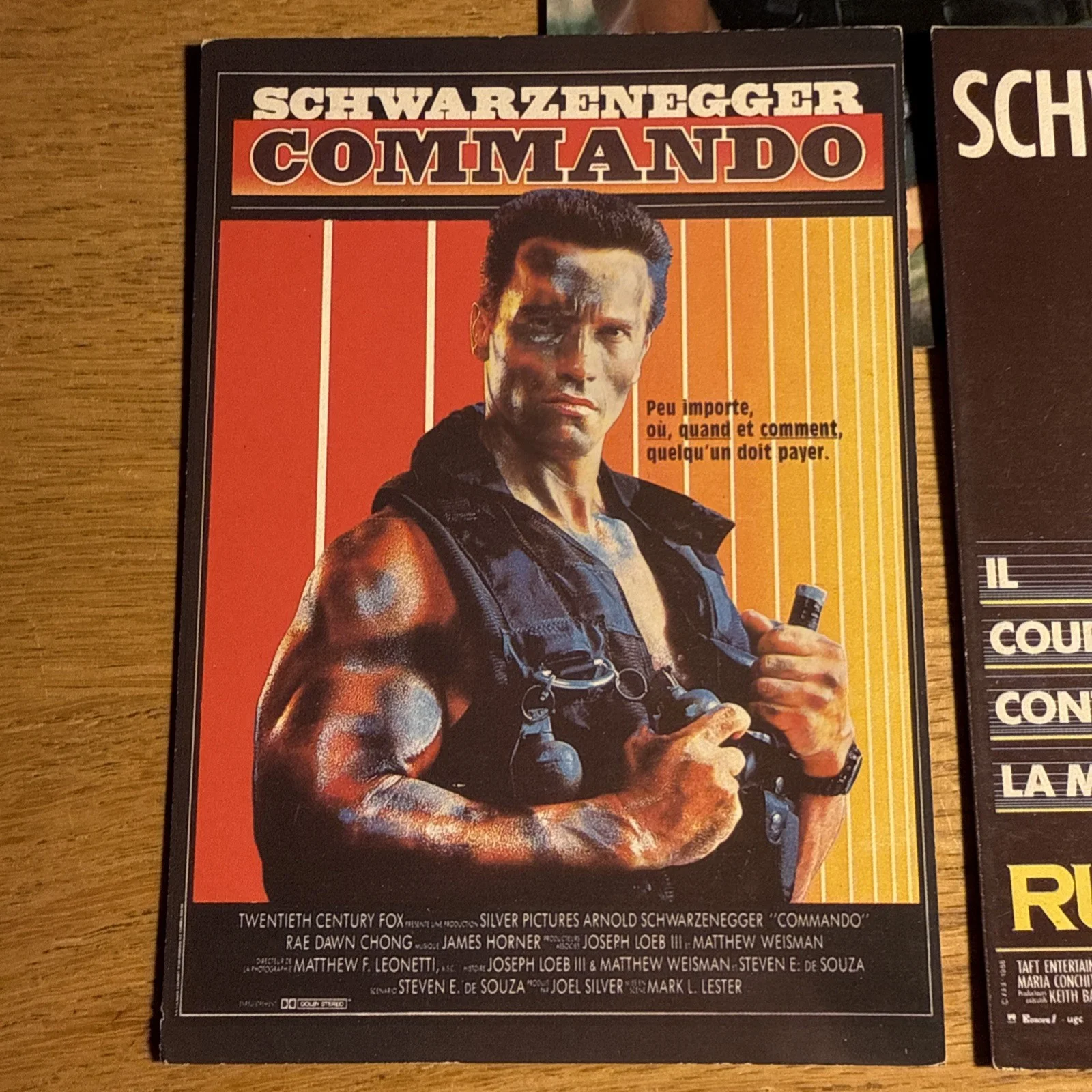 Arnold Schwarzenegger French Postcards Set of 3 Commando Running Man Vintage, image 2