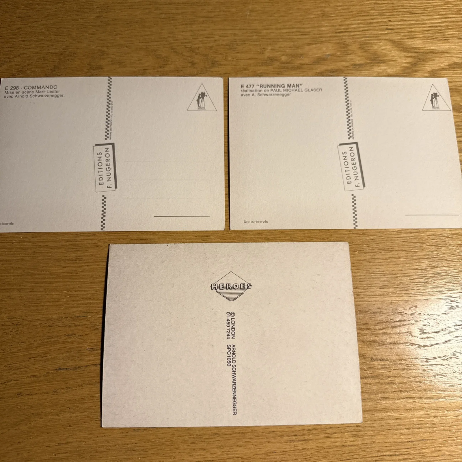 Arnold Schwarzenegger French Postcards Set of 3 Commando Running Man Vintage, image 5