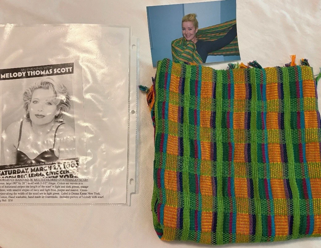 Melody Thomas Scott — Young And The Restless Star MELODY THOMAS SCOTT Owned Worn Multi-colored SCARF, изображение 2