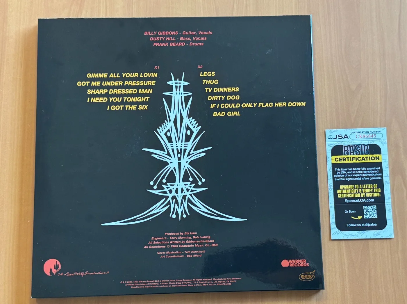 Billy Gibbons ZZ Top Signed Autograph ELIMINATOR Album Record Vinyl JSA COA, изображение 4
