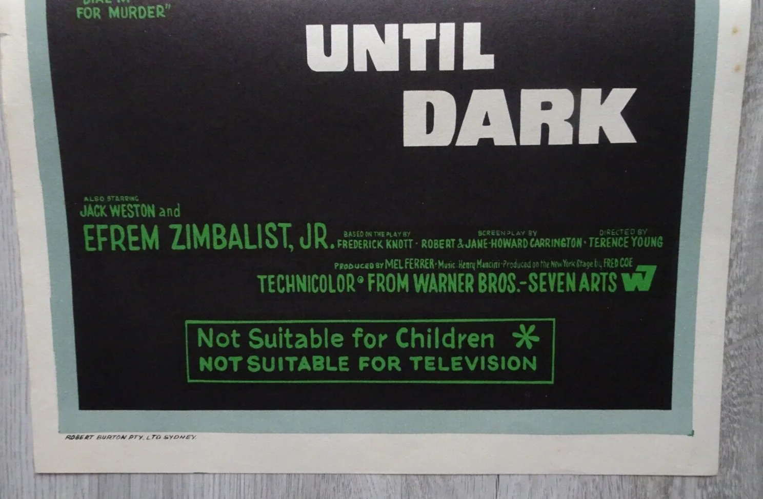 Wait Until Dark Poster Australian Daybill Audrey Hepburn Richard Creena, image 5