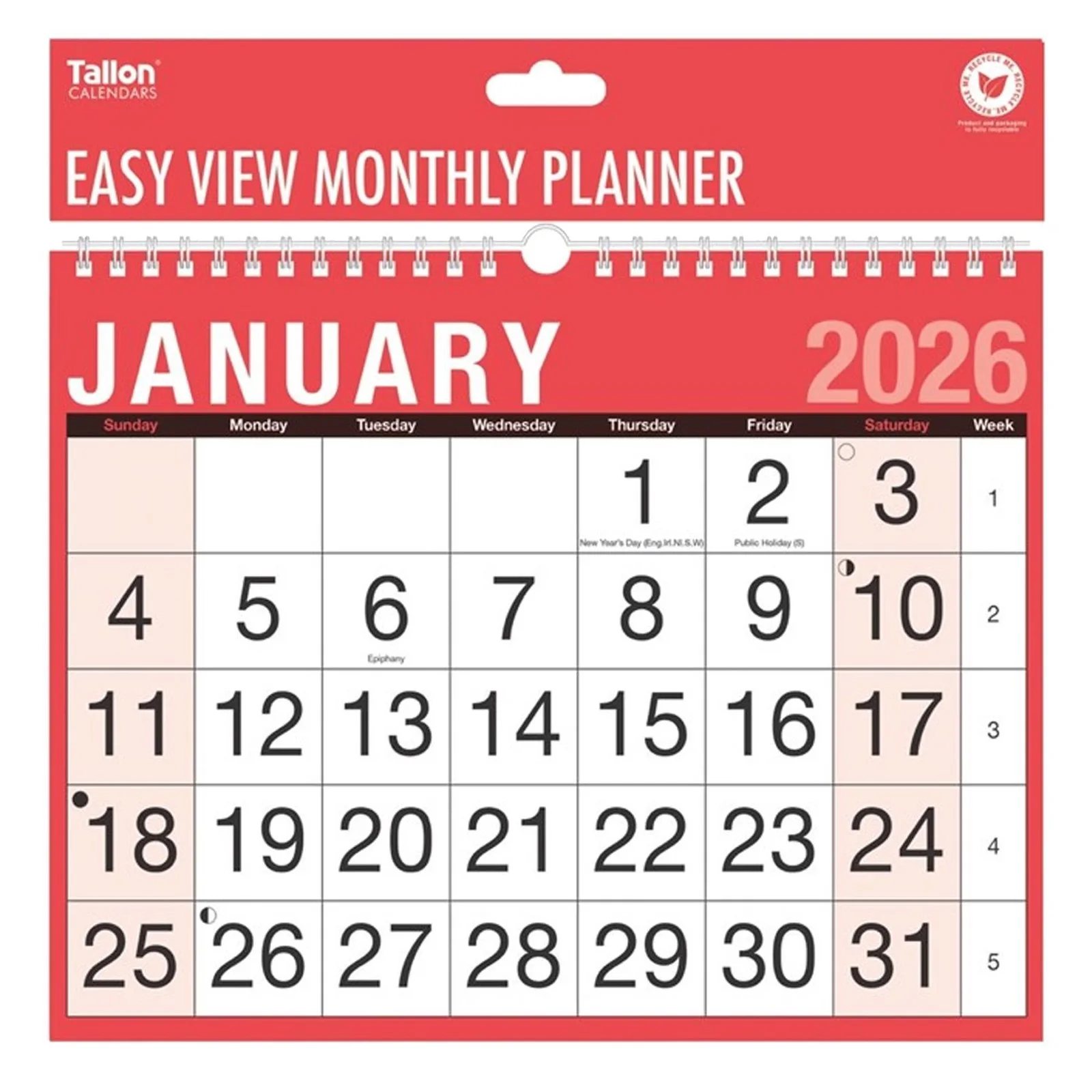 2026 Easy View Monthly Planner Calendars Set of 6 Large Print, изображение 3