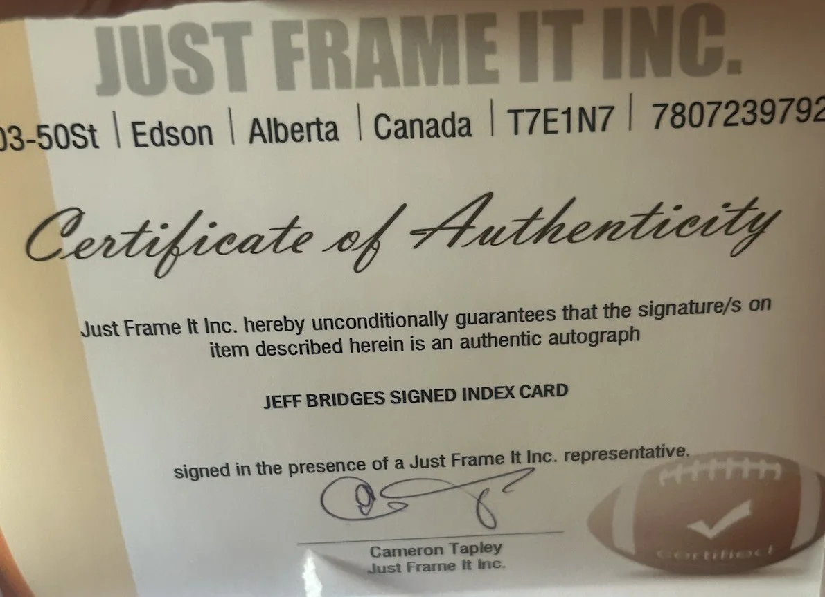 Jeff Bridges Framed Photo and Autograph COA, image 4