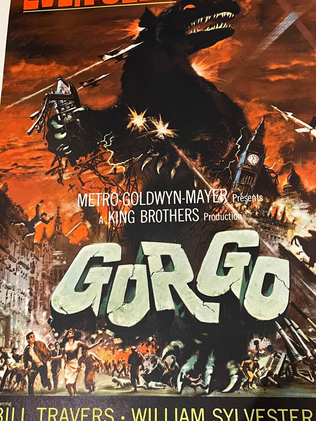GORGO US 1 Sheet LINEN BACKED Film Poster 1961 BILL TRAVERS WILLIAM SYLVESTER, изображение 3