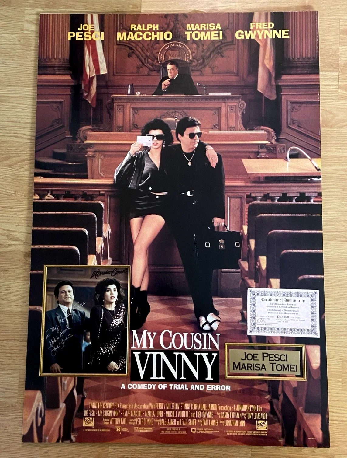 Joe Pesci, Marisa Tomei — Joe Pesci, Marisa Tomei Signed My Cousin Vinny Poster 38" x 25.5" w/ COA