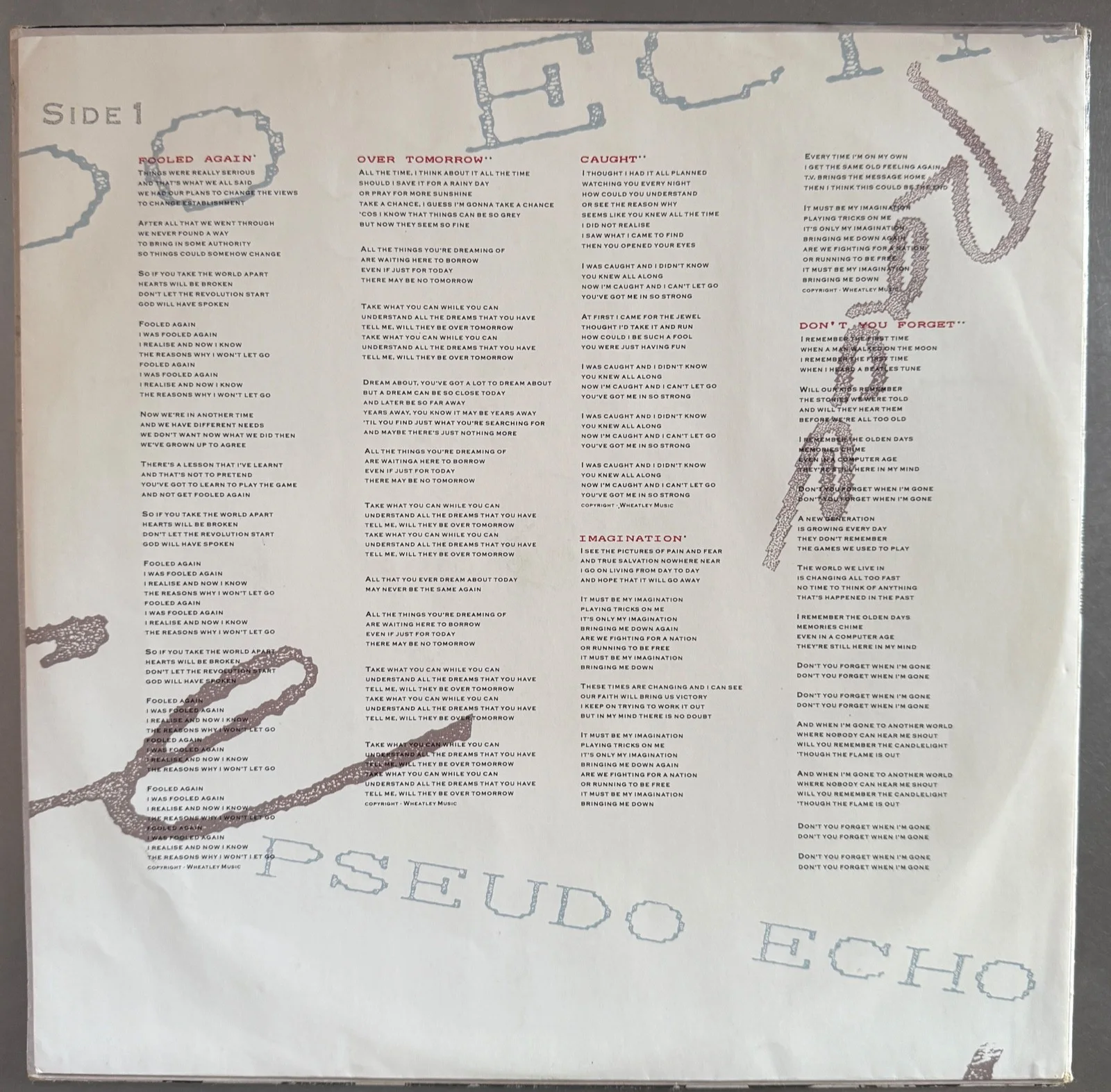 Pseudo Echo : Race LP fully signed / autographed vinyl ( Love An Adventure ), image 3
