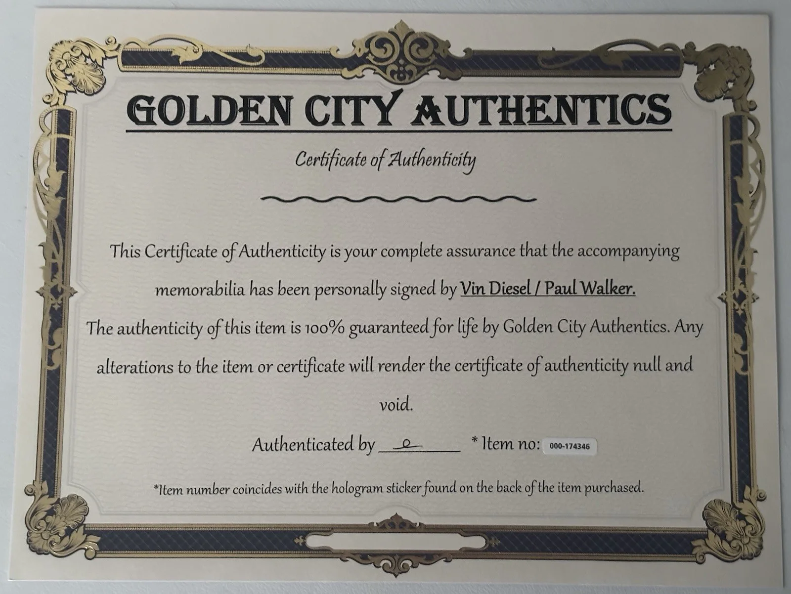 Paul Walker, Vin Diesel — Paul Walker and Vin Diesel Signed Photo, 8x10 with COA, Fast and Furious, изображение 2