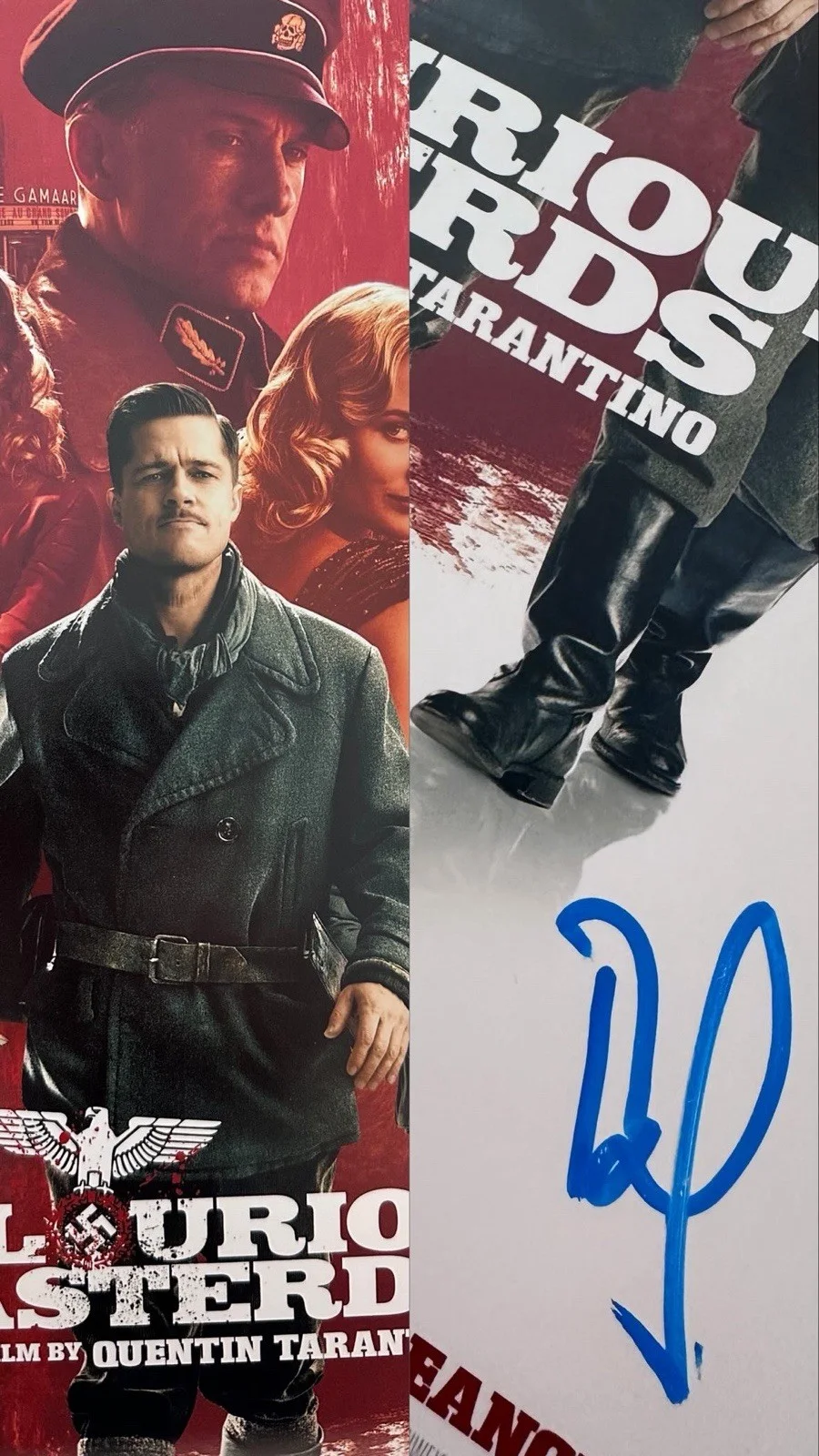 Rare Inglorious Basterds Movie Poster Brad Pitt Signed Beckett Certified, image 2