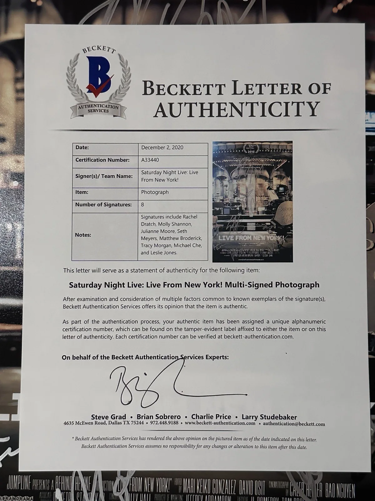Saturday Night Live 12x18 PosterCast Signed Beckett With LOA, изображение 5