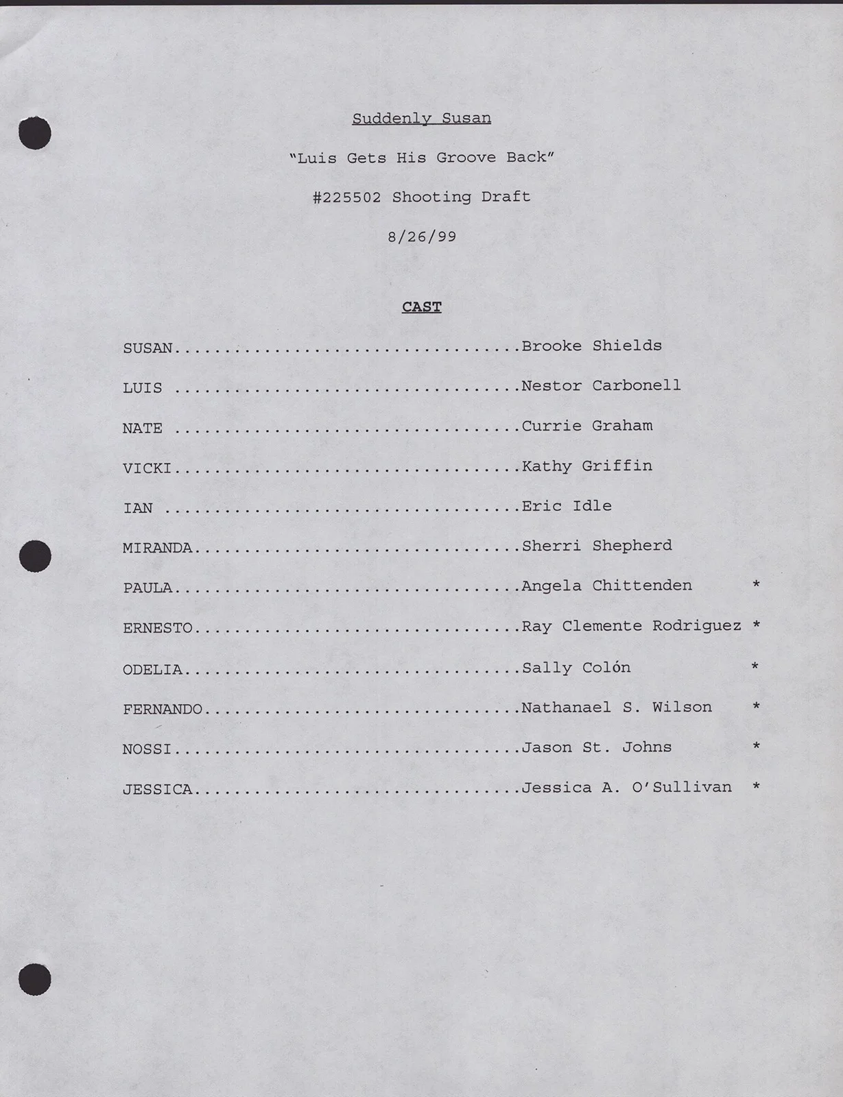 Currie Graham, Nestor Carbonell, Kathy Griffin, Eric Idle — SUDDENLY SUSAN TV CAST - SCRIPT SIGNED CIRCA 1999 WITH CO-SIGNERS, image 3