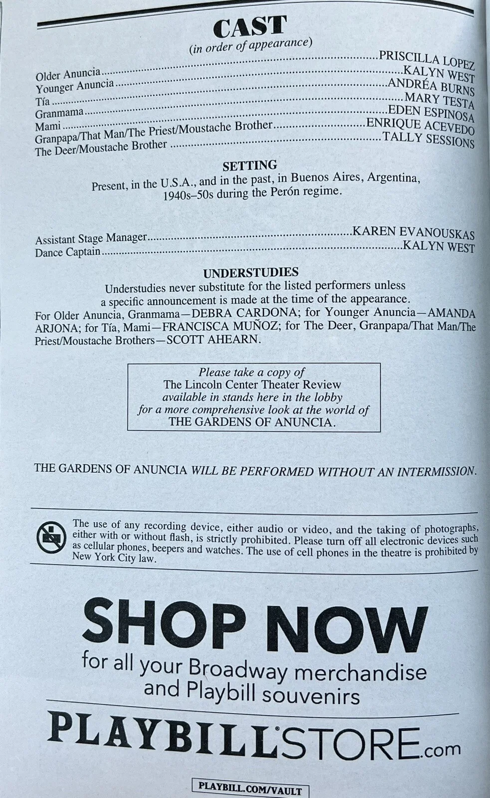 The Gardens of Anuncia Signed IP Broadway Playbill Eden Espinosa Priscilla Lopez, изображение 2