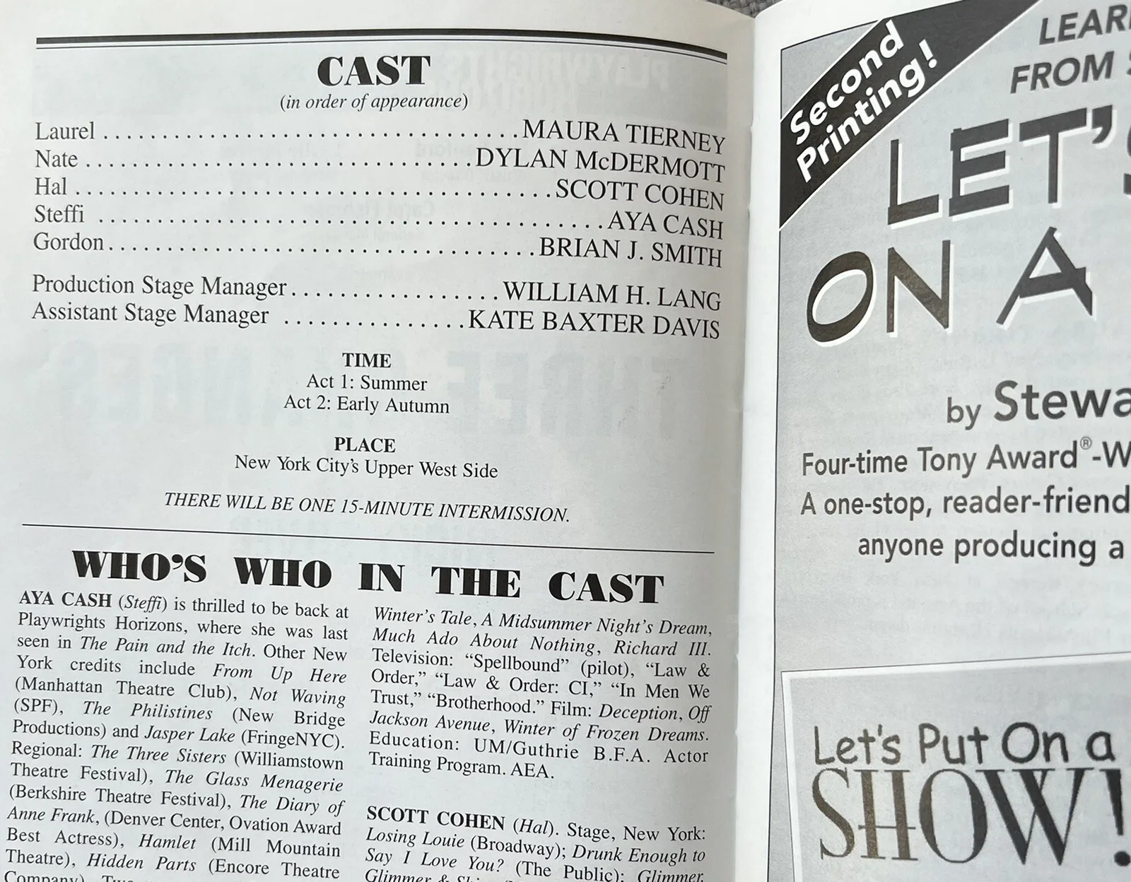 Three Changes Signed IP Broadway Playbill - Dylan McDermott, Maura Tierney, image 2