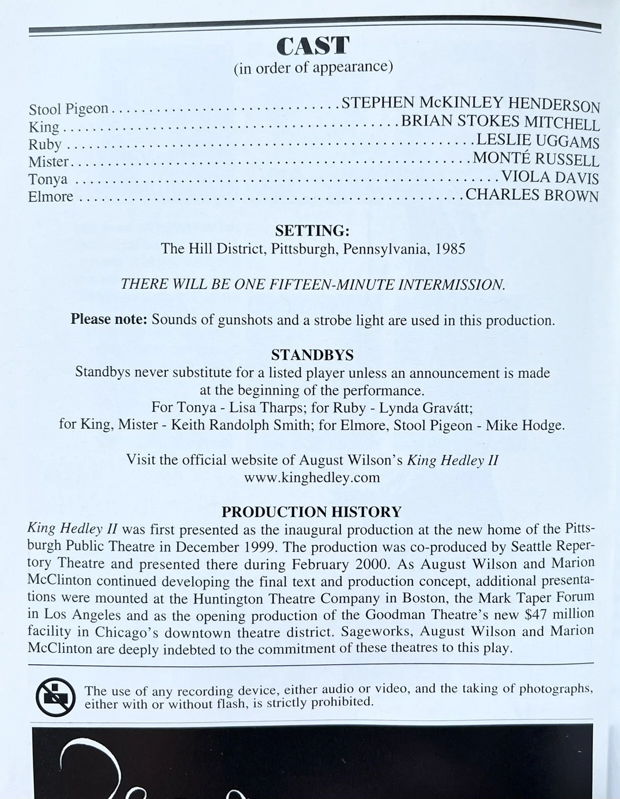 King Hedley II Signed Playbill Leslie Uggams Viola Davis Brian Stokes Mitchell, image 2