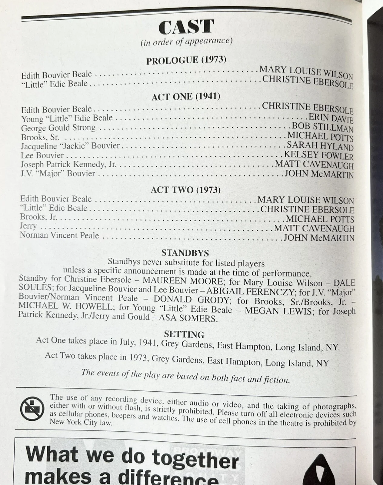 Grey Gardens Signed Broadway Playbill - Christine Ebersole, Mary Louise Wilson, image 2