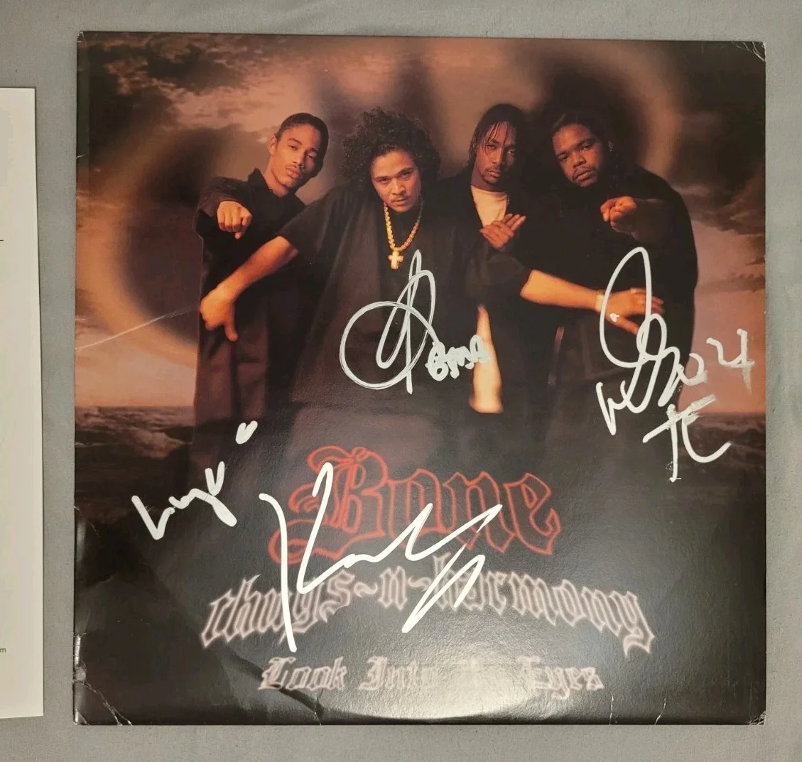Bone Thugs N Harmony signed X4 Look Into My Eyes vinyl record Beckett BAS LOA, изображение 2