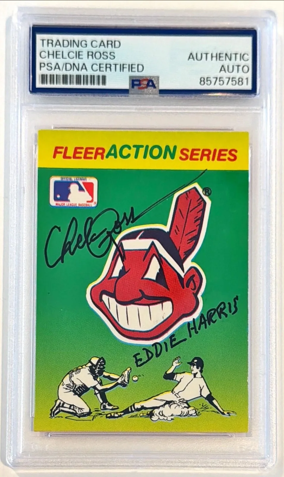 Chelcie Ross — 1990 Fleer Chelcie Ross Eddie Harris Major League Signed Auto Card PSA DNA