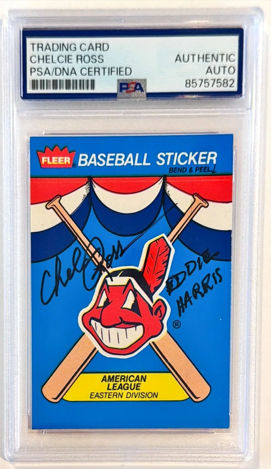 Chelcie Ross — 1989 Fleer Chelcie Ross Eddie Harris Major League Signed Auto Card PSA DNA