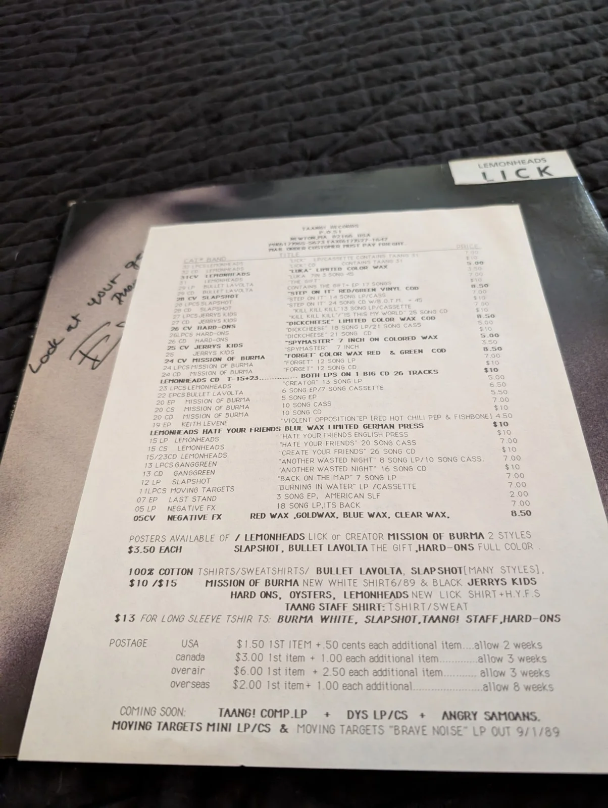 Signed Original Pressing Of Lemonheads Lick By Evan Dando, image 2