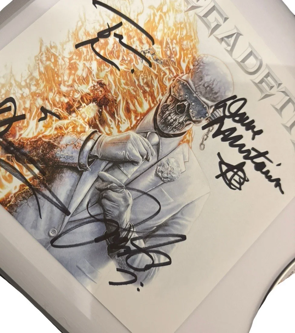 MEGADETH SIGNED AUTOGRAPH x4 SELF TITLED 2026 FRAMED & MATTED CD DAVE MUSTAINE, изображение 4