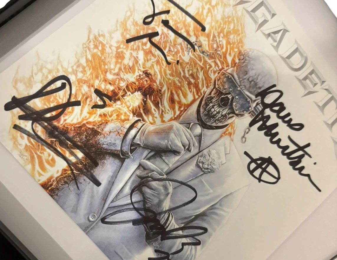MEGADETH SIGNED AUTOGRAPH x4 SELF TITLED 2026 FRAMED & MATTED CD DAVE MUSTAINE, изображение 4