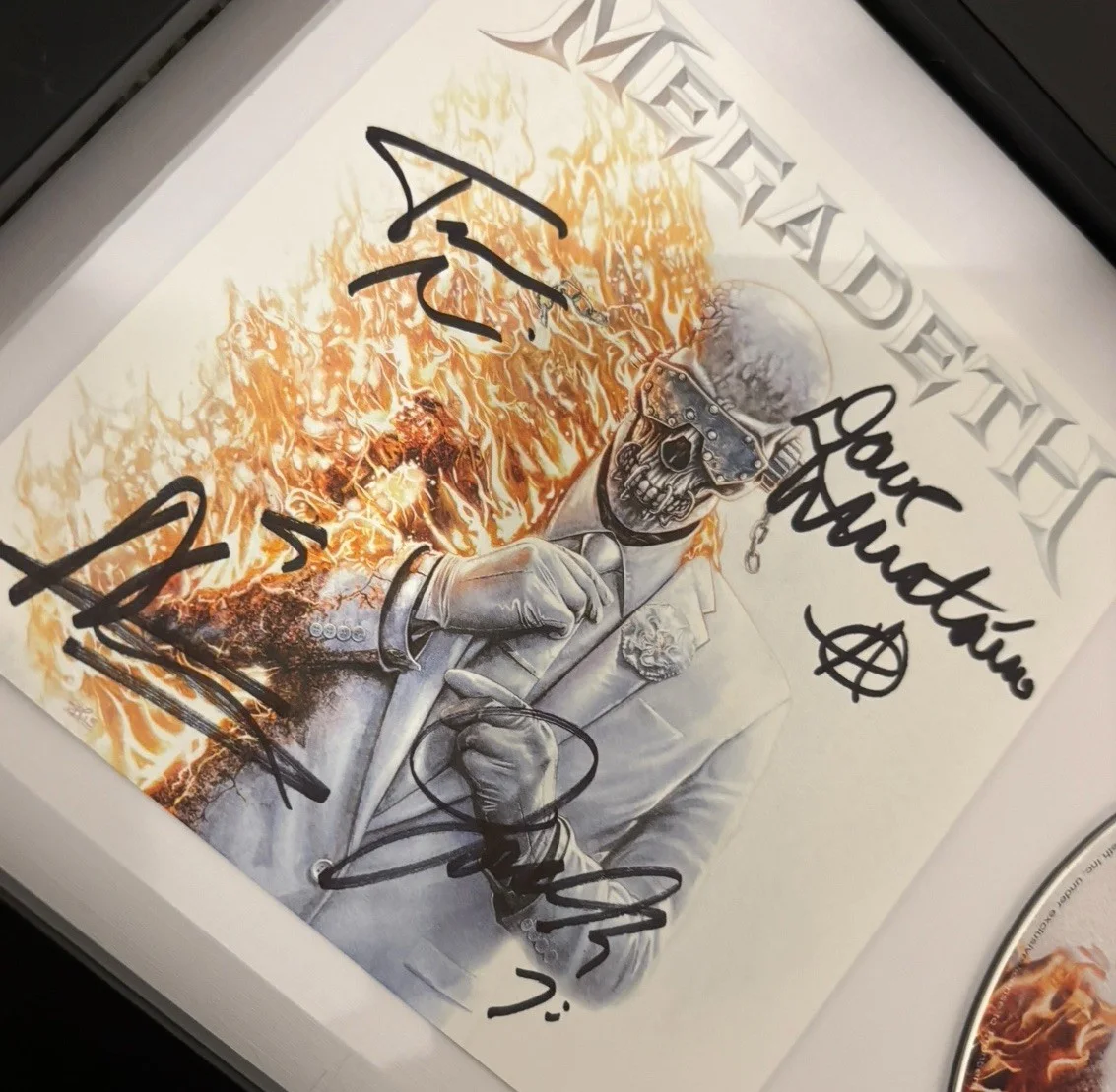 MEGADETH SIGNED AUTOGRAPH x4 SELF TITLED 2026 FRAMED & MATTED CD DAVE MUSTAINE, изображение 4