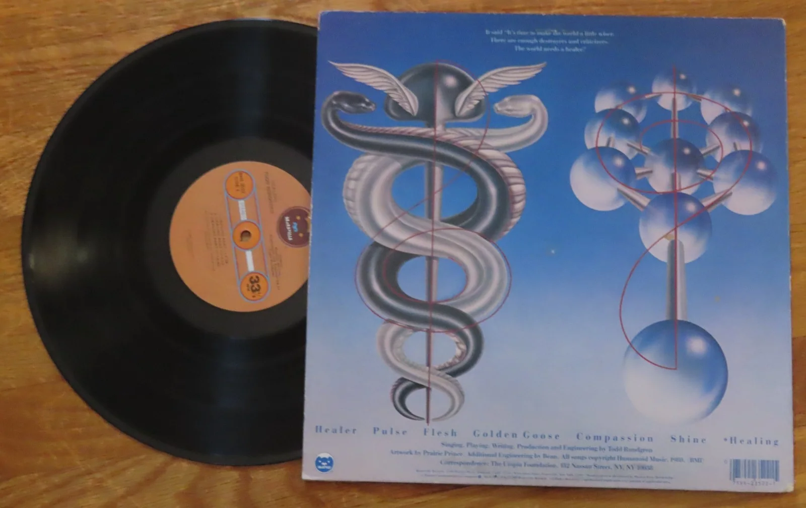 TODD RUNDGREN signed "Healing" 1981 Record / Album Set UTOPIA RUNT, изображение 2