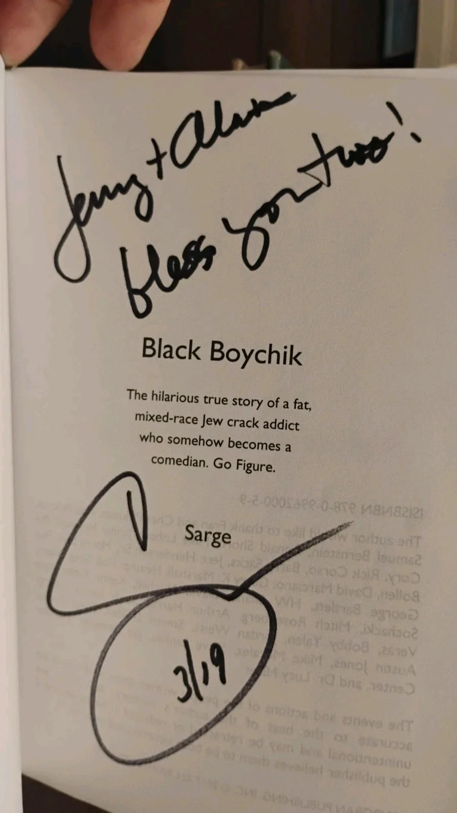 Signed SARGE Black Boychik True Story of a fat mixed-race Jewish Comedian HUMOR, изображение 5