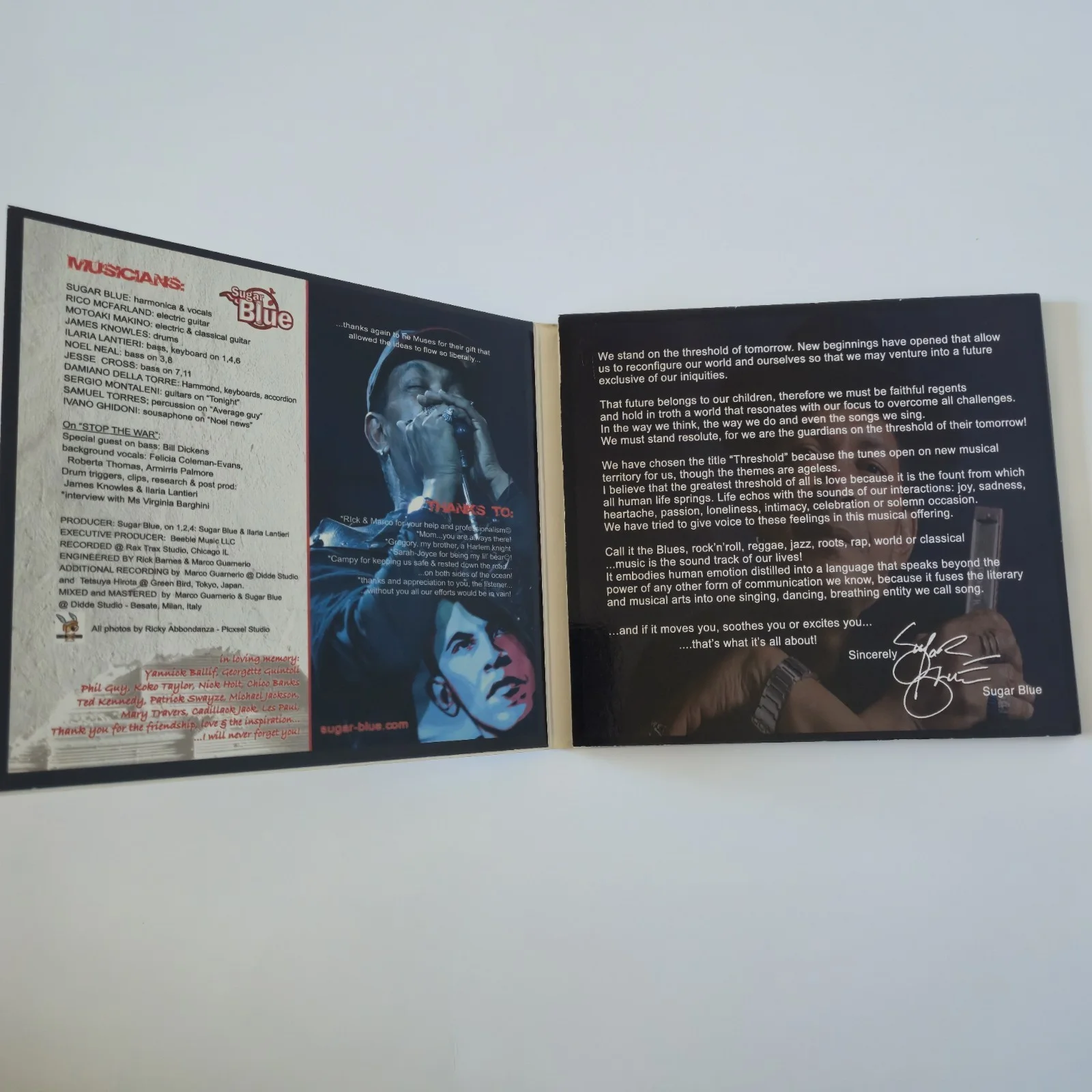 Sugar Blue Threshold CD, Autographed Signed Blues Harmonica Legend Rare, image 3