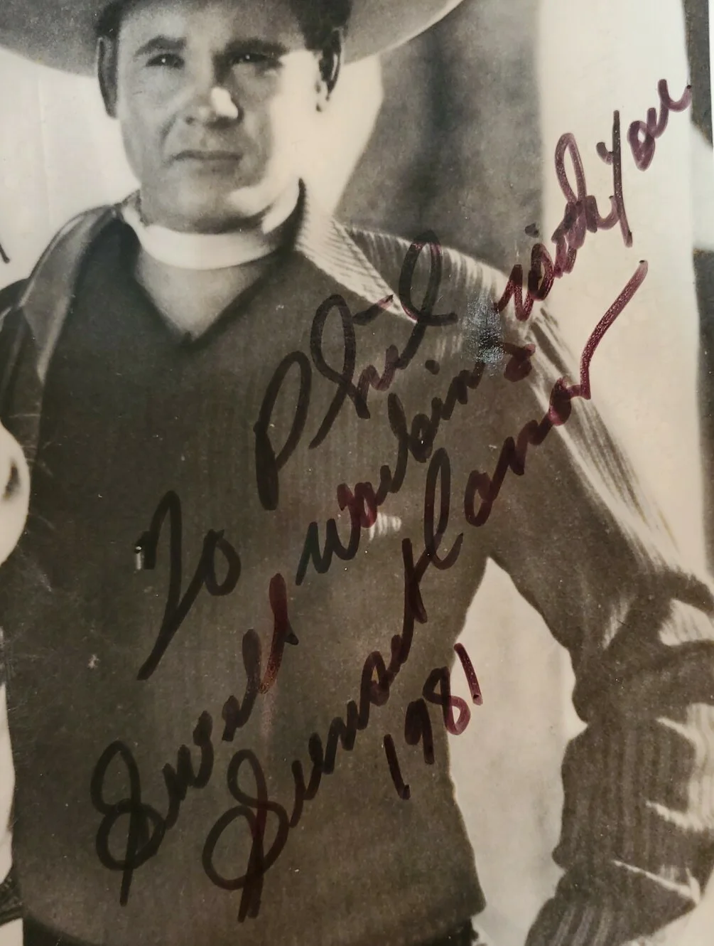 Sunset Carson - Western Film Actor - Signed 8x10 Photograph Inscription 1981, изображение 2