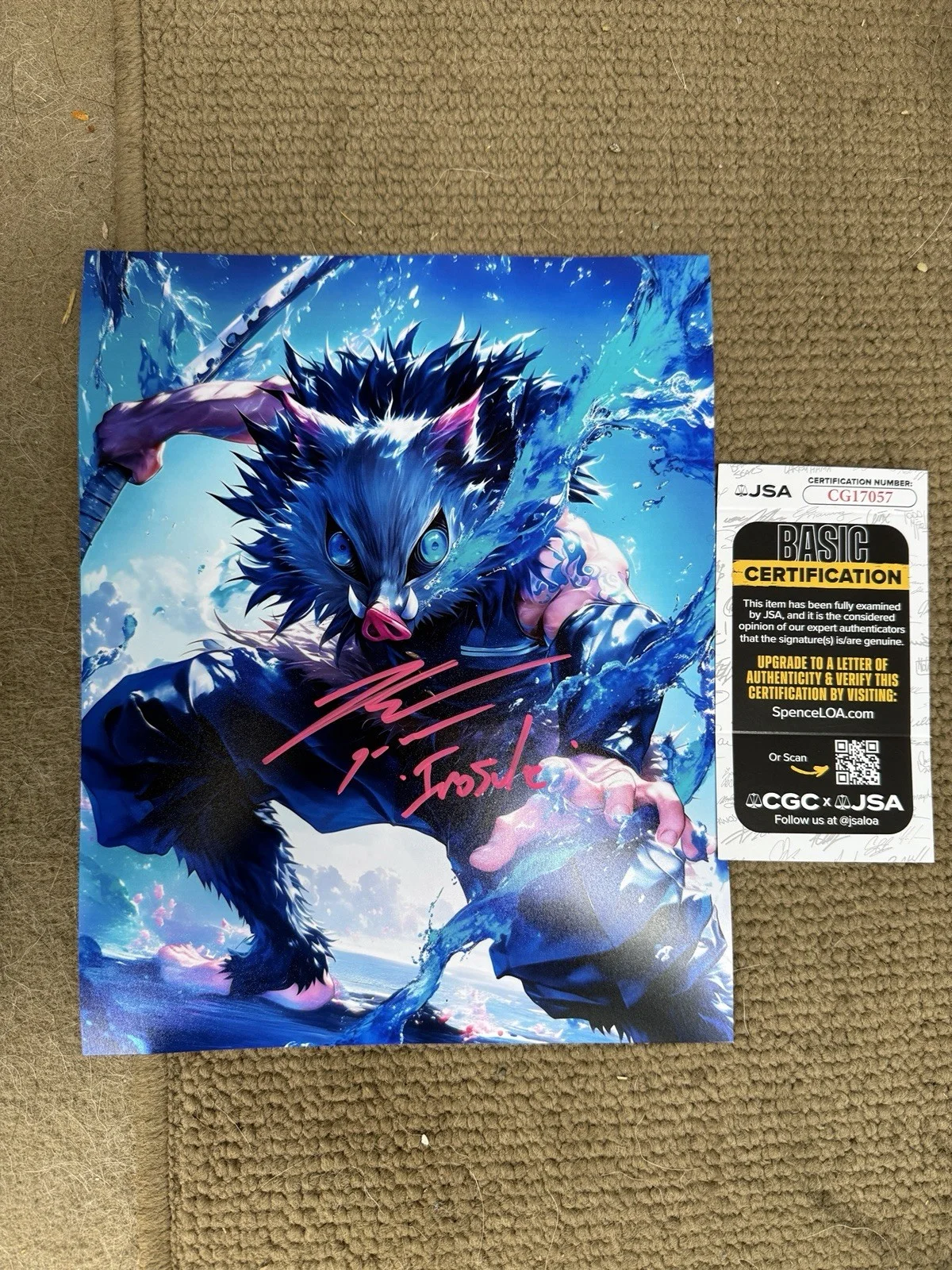 BRYCE PAPENBROOK — Bryce Papenbrook Signed Photo Inosuke Demon Slayer Autograph 8 x 10 JSA CG 17057, изображение 4