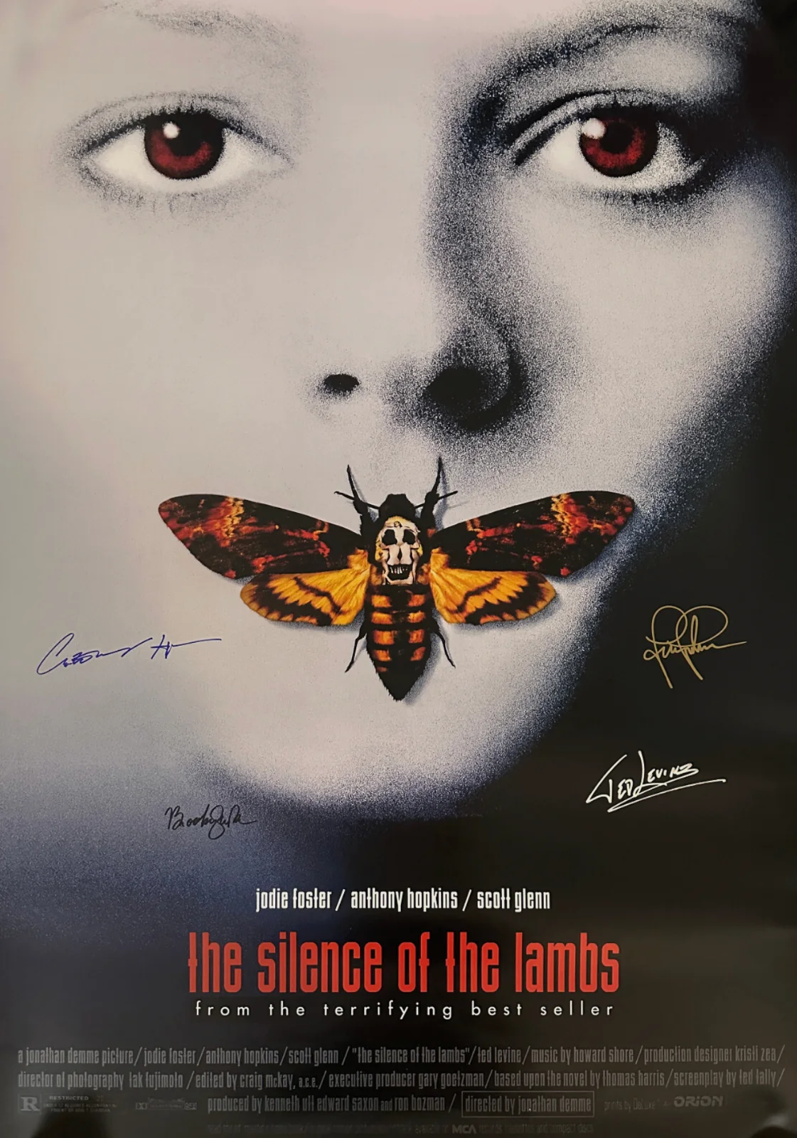 Anthony Hopkins, Ted Levine, Jodie Foster, Brooke Smith — Signed Collectible The Silence of the Lambs Poster