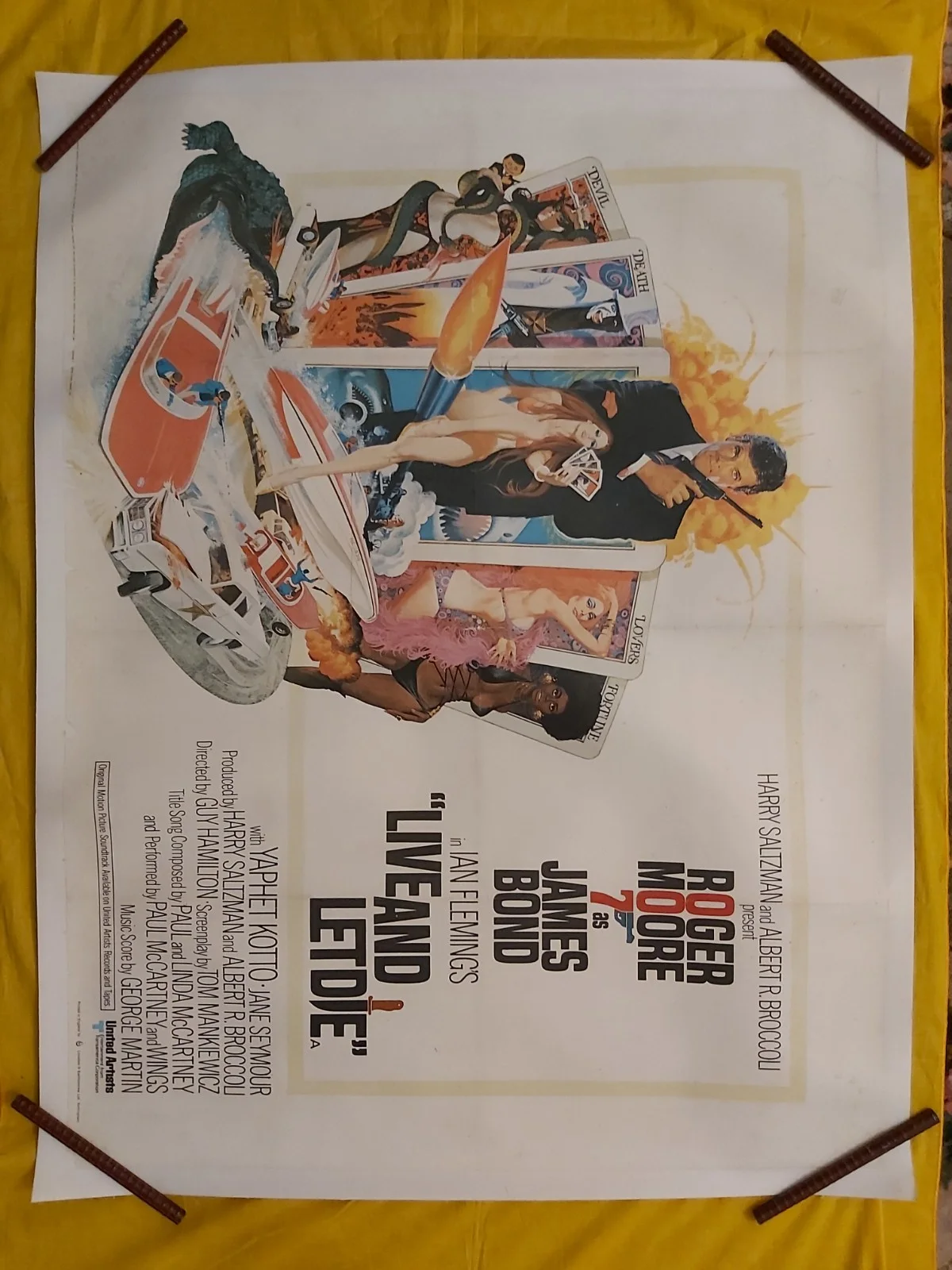 LIVE AND LET DIE JAMES BOND 1973 UK QUAD ORIGINAL POSTER ON LINEN, изображение 2