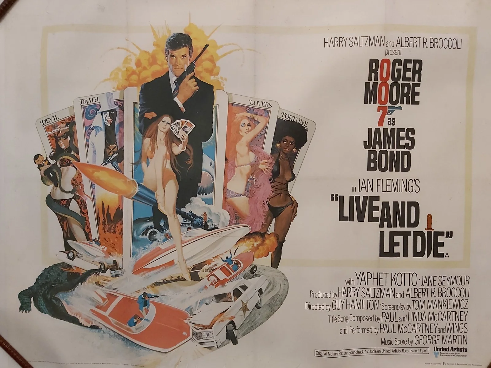 LIVE AND LET DIE JAMES BOND 1973 UK QUAD ORIGINAL POSTER ON LINEN, изображение 3