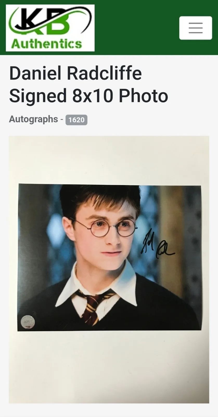 SIGNED Daniel Radcliffe Harry Potter 8x10 Photo w online COA Autographed, изображение 3