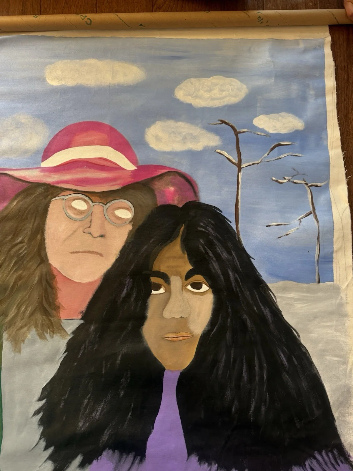 John Lennon Yoko Ono Painting On Canvas By Phil Baker Read Add, image 4