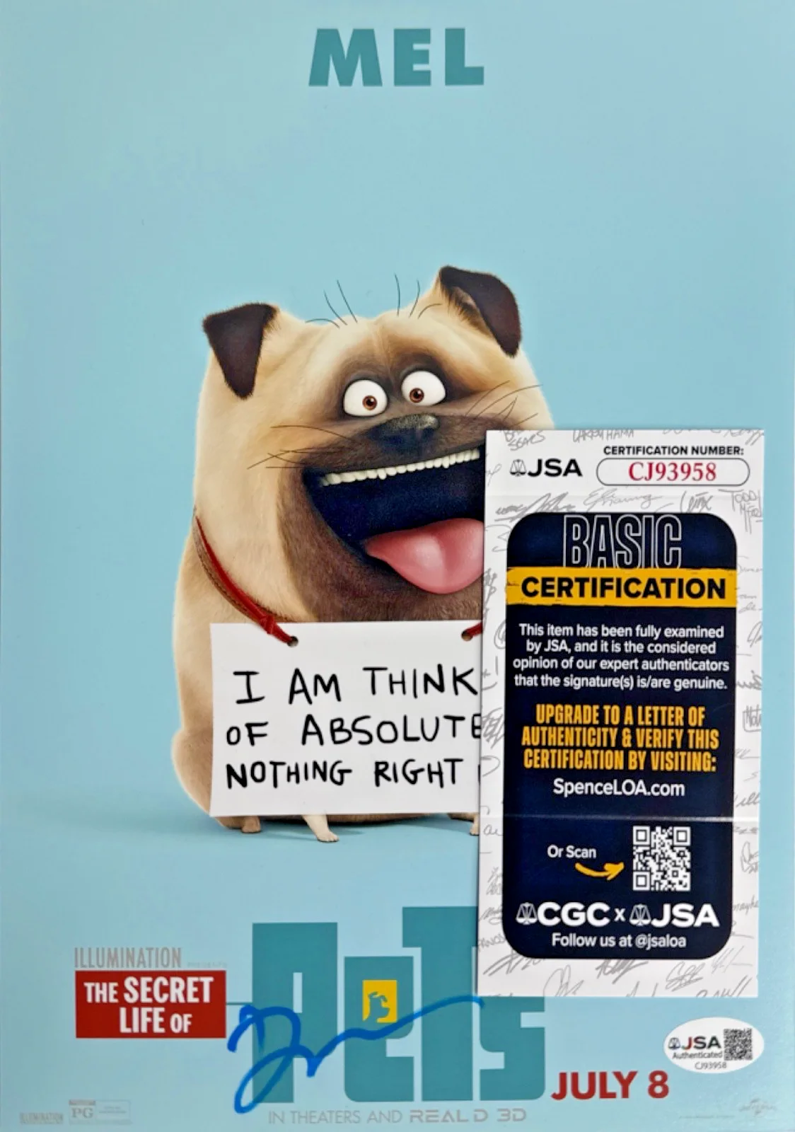 Bobby Moynihan — Bobby Moynihan Signed 8x10 Secret Life Of Pets Mel Photo JSA CJ93958, image 2