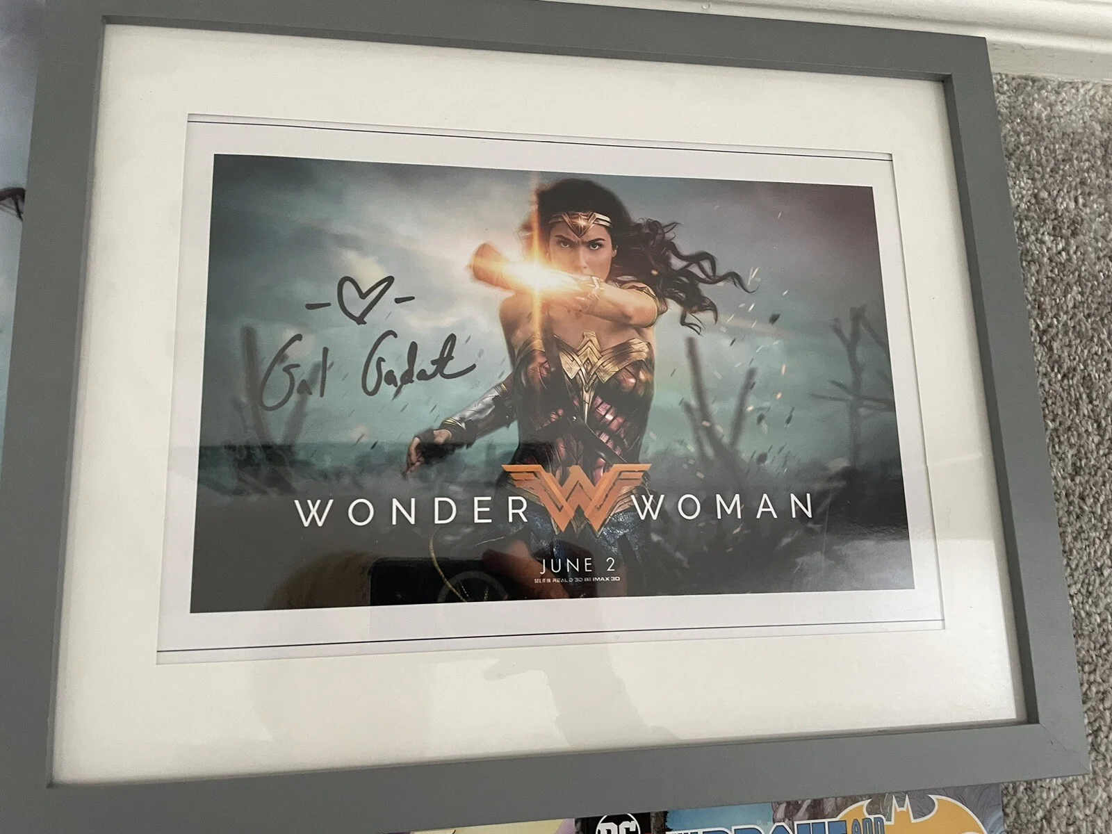 Dc wonder Woman Film Poster Gal Gadot Framed Signed, изображение 2