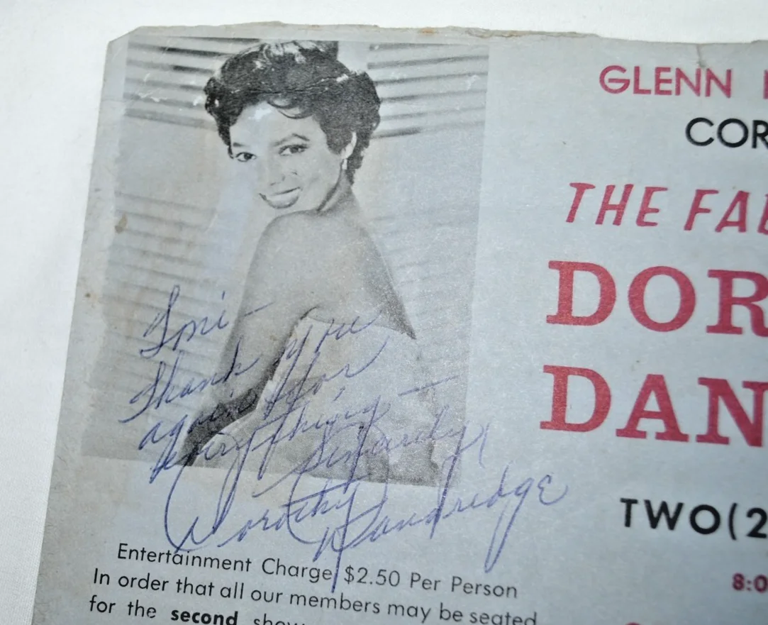 Dorothy Dandridge SIGNED appearance card, Cork Club, Shamrock Hotel, Houston, TX, изображение 2