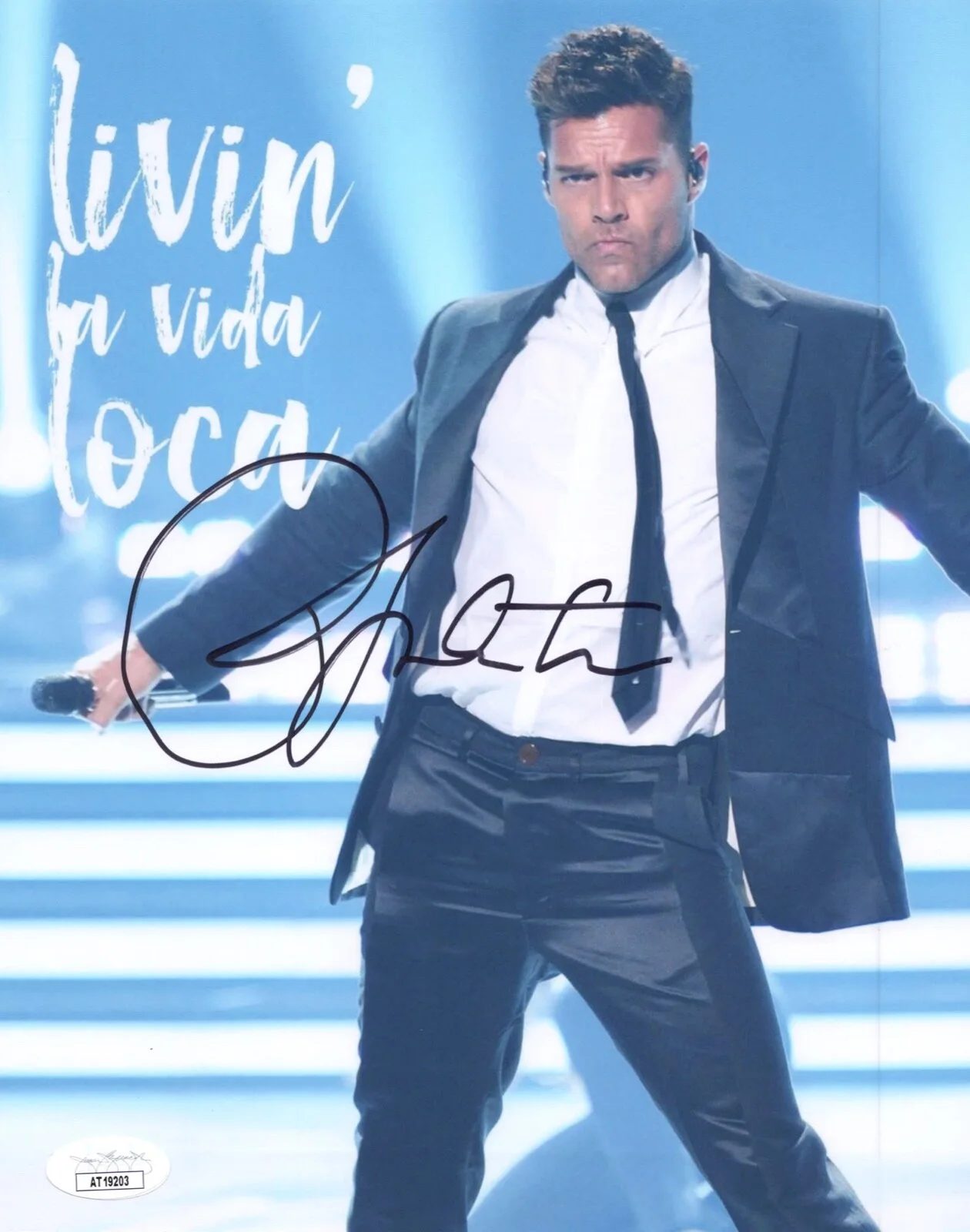 RICKY MARTIN — Ricky Martin signed 8x10 Photo SUPER BOWL b PROOF Livin La Vida Loca JSA COA, изображение 4