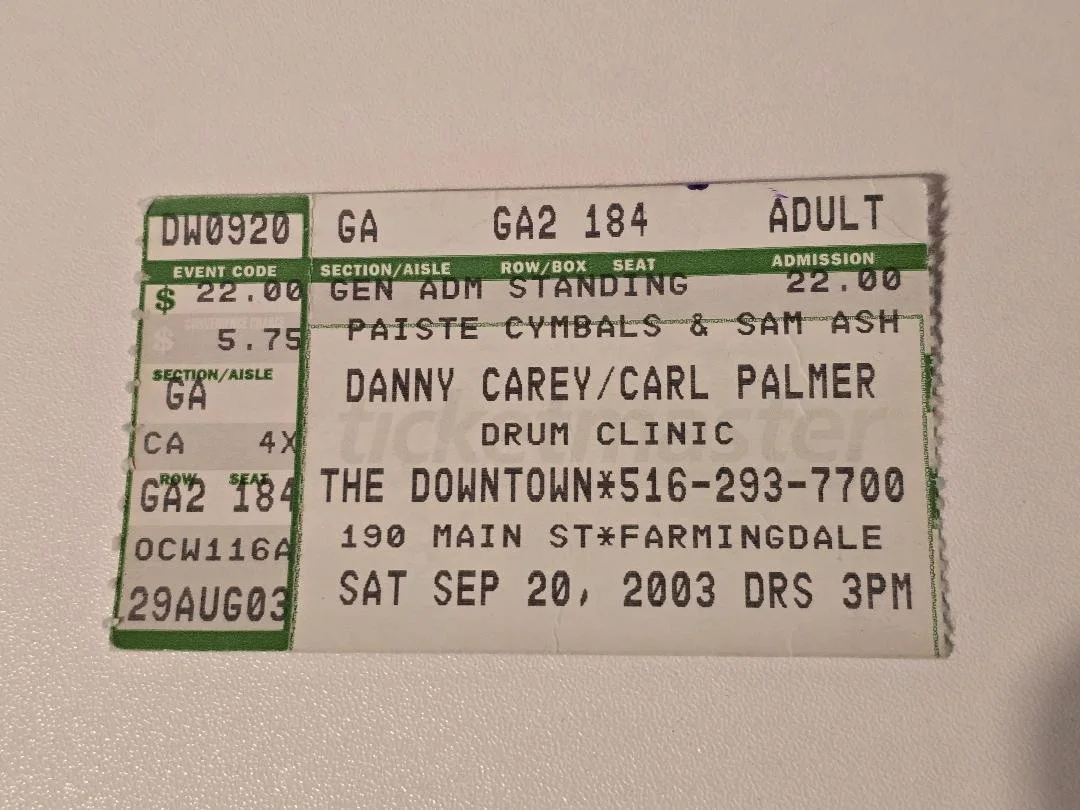 Danny Carey Tool Signed 2003 Concert Ticket Stub W/ Carl Palmer - Ships ASAP!, image 2