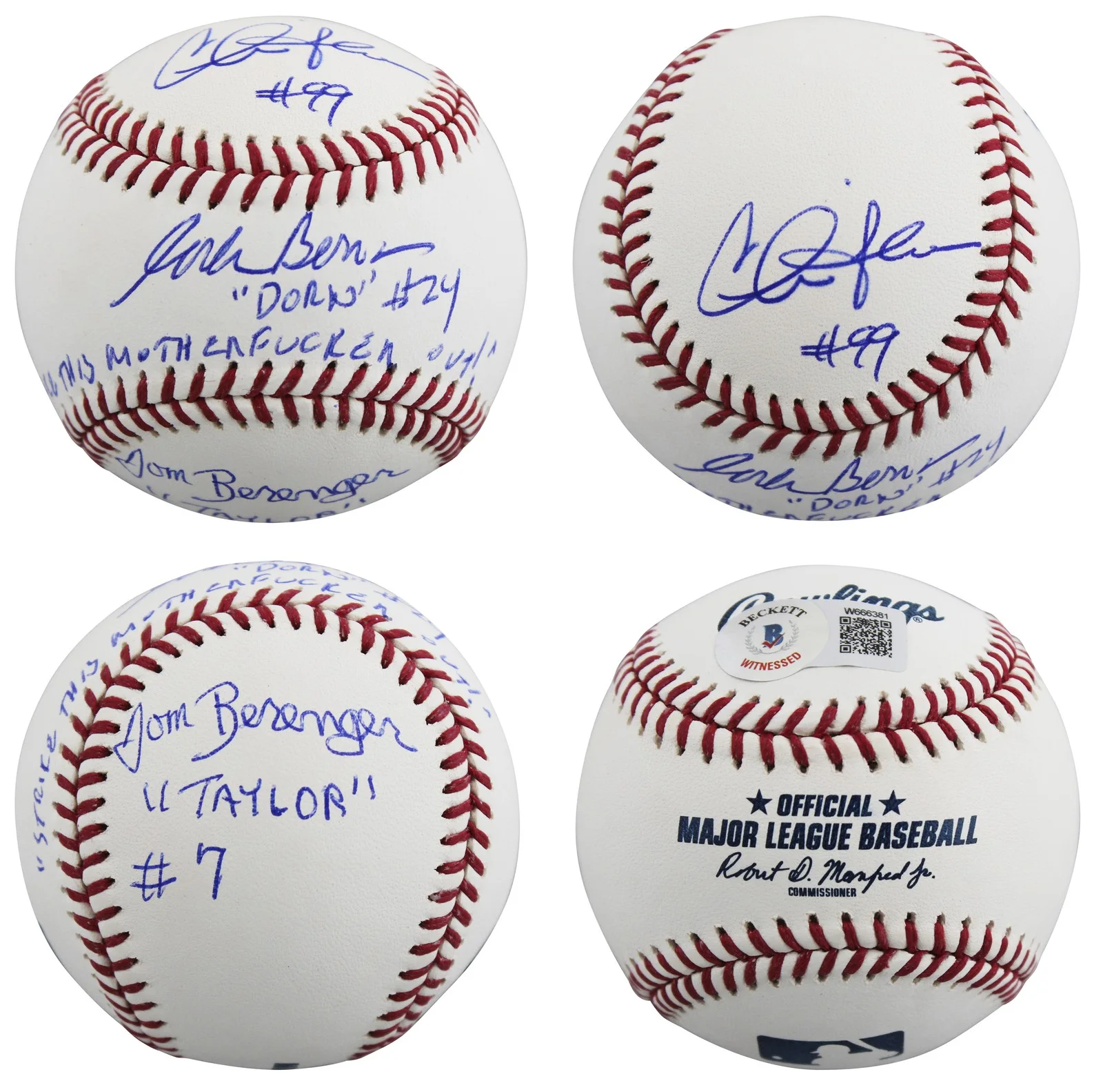 Charlie Sheen, Tom Berenger, Corbin Bernsen — Major League (3) Sheen, Berenger & Bernsen Signed Oml Baseball W/ Case BAS Wit 2, image 2
