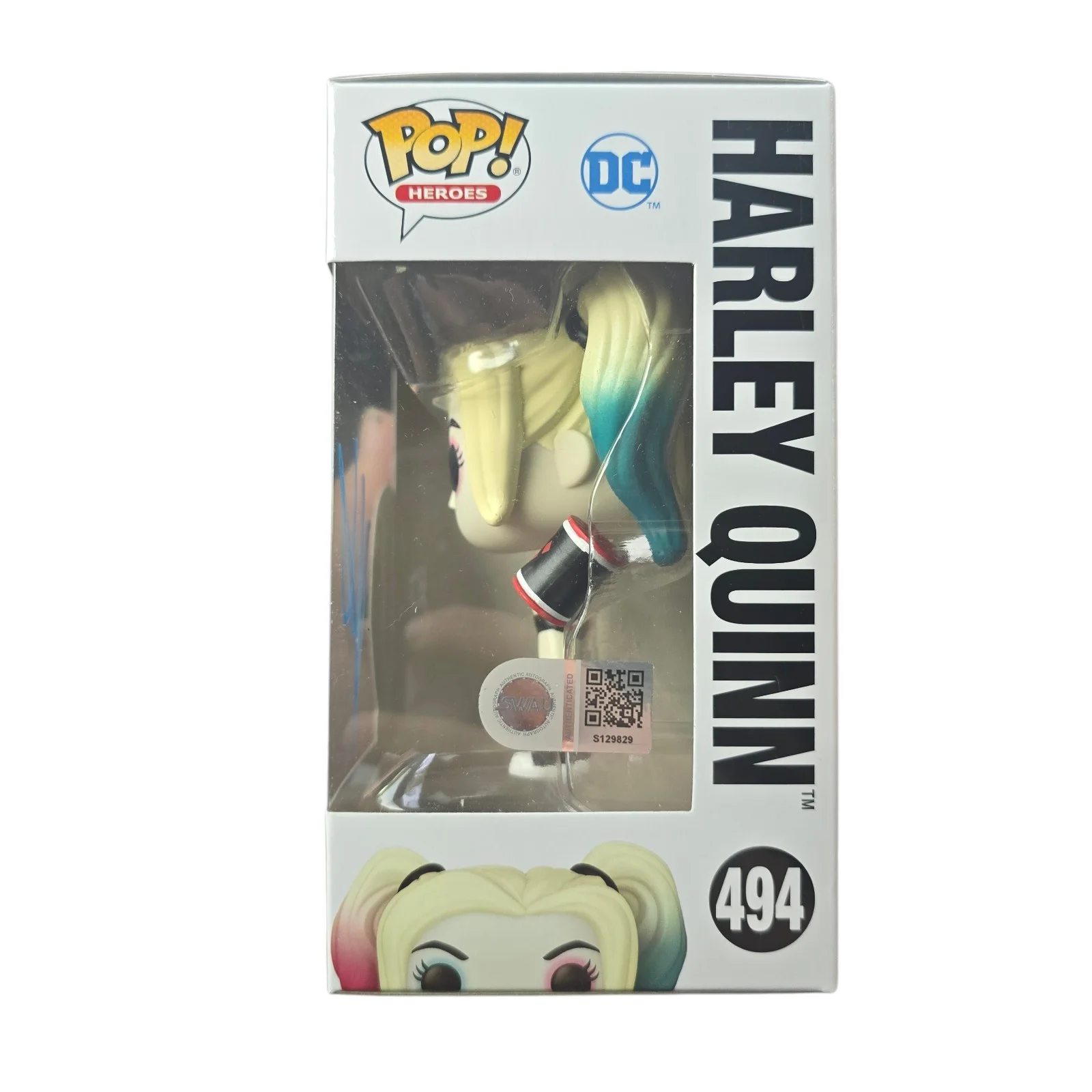 Kaley Cuoco — Kaley Cuoco Signed Harley Quinn Funko 494 Animated Voice SWAU Authenticated RARE, image 2