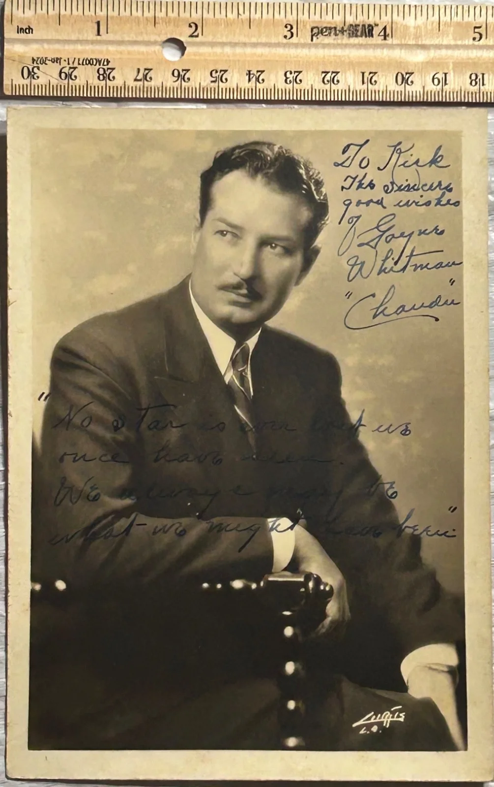 GAYNE WHITMAN—SIGNED PHOTO—CHANDU MAGICIAN—300+ Credits 1913-57•Lady Eve•Chaplin, изображение 2