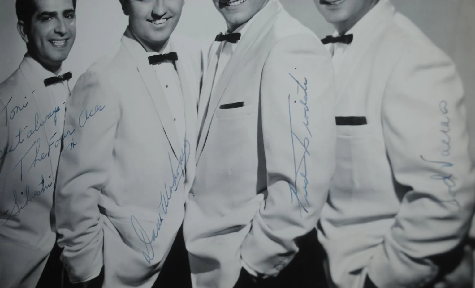 The Four Aces, vintage promotional 8x10 photo, SIGNED BY ALL 4, personalized, изображение 3