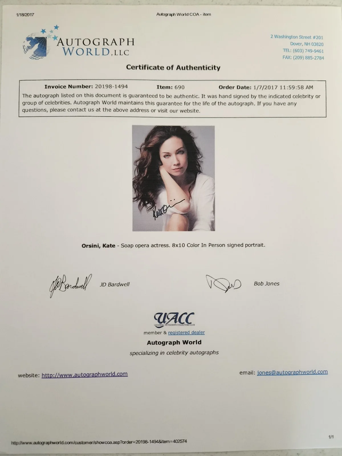Kate Orsini Signed Autographed 8x10" Photograph AW COA Actress Sexy Portrait, изображение 4