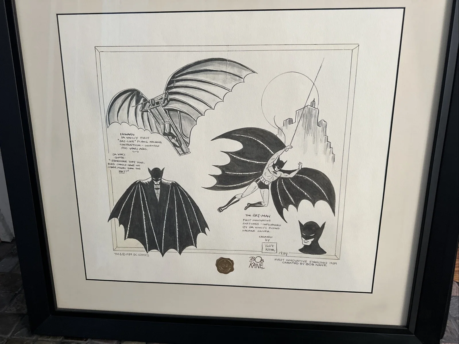 Bob Kane Batman Signed Autograph Autographed Lithograph! Framed Auto Nice!, image 3